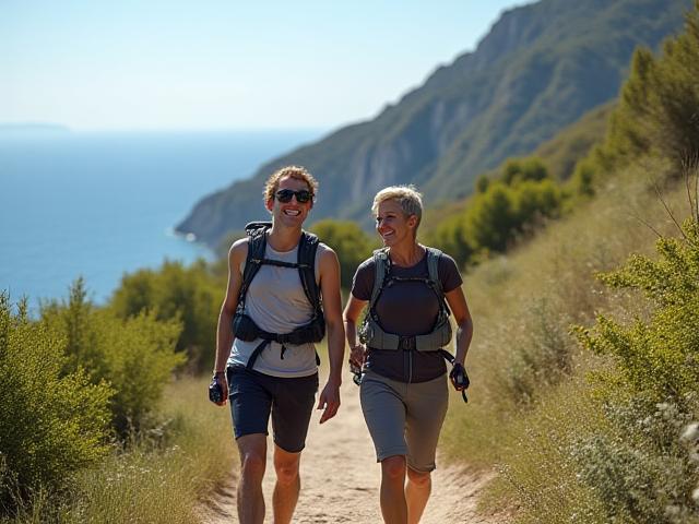 Coppia adulta che fa trekking nel Parco Nazionale del Circeo