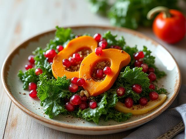 Piatto salutare mediterraneo con ingredienti autunnali