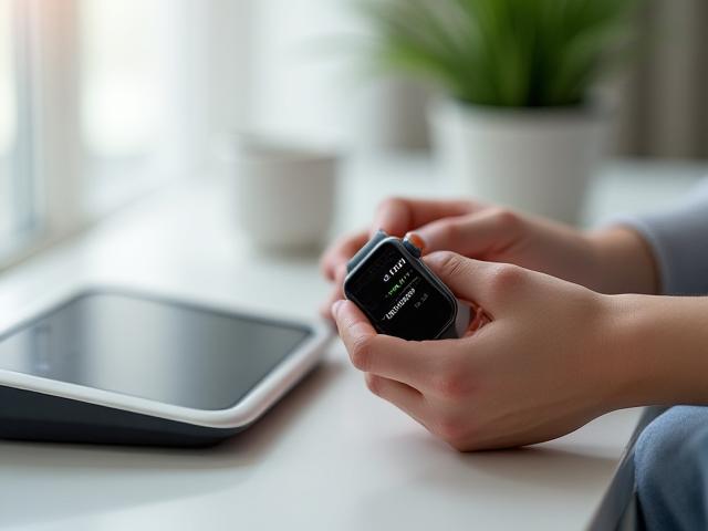 Smartwatch di ultima generazione al polso di una persona che legge una notifica, con altri dispositivi indossabili sullo sfondo.